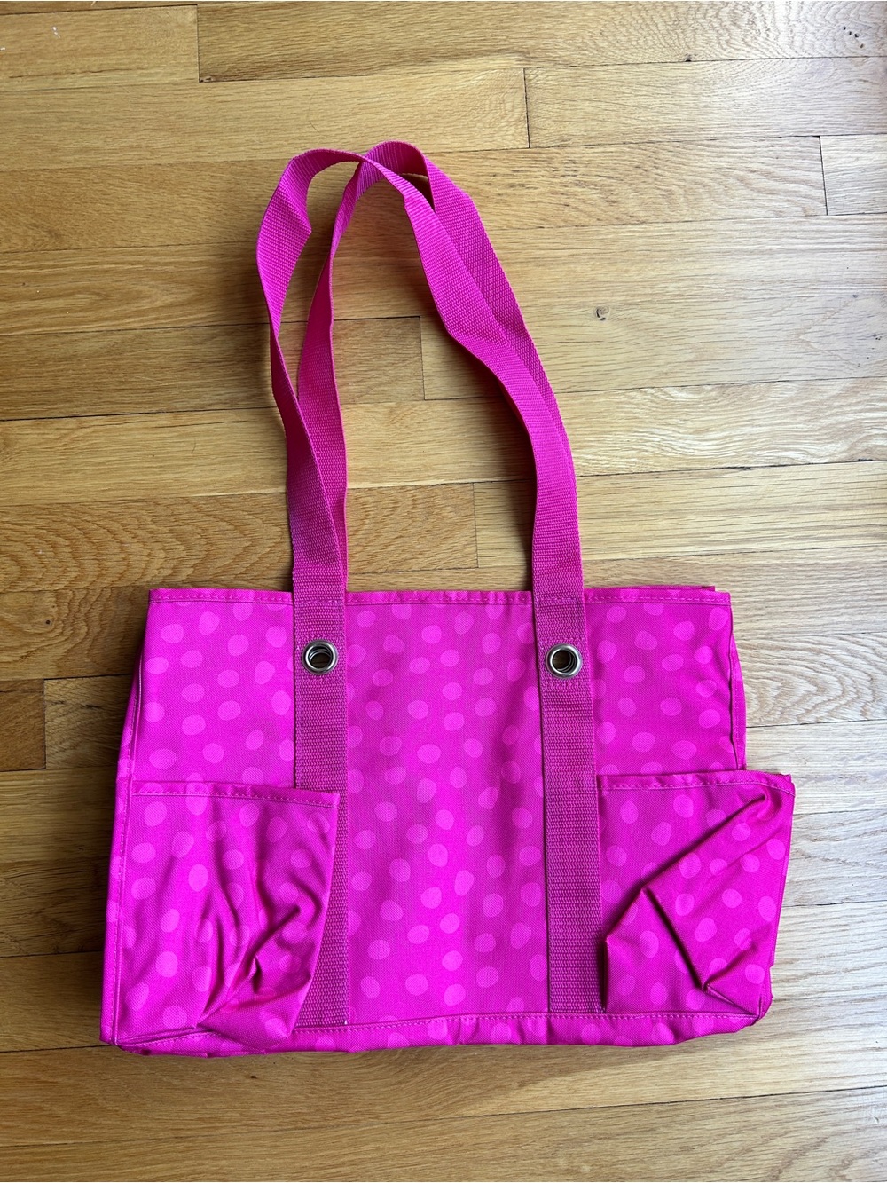 Thirty One Pink Polka Dot Organizing Utility Tote - Picture 2 of 5